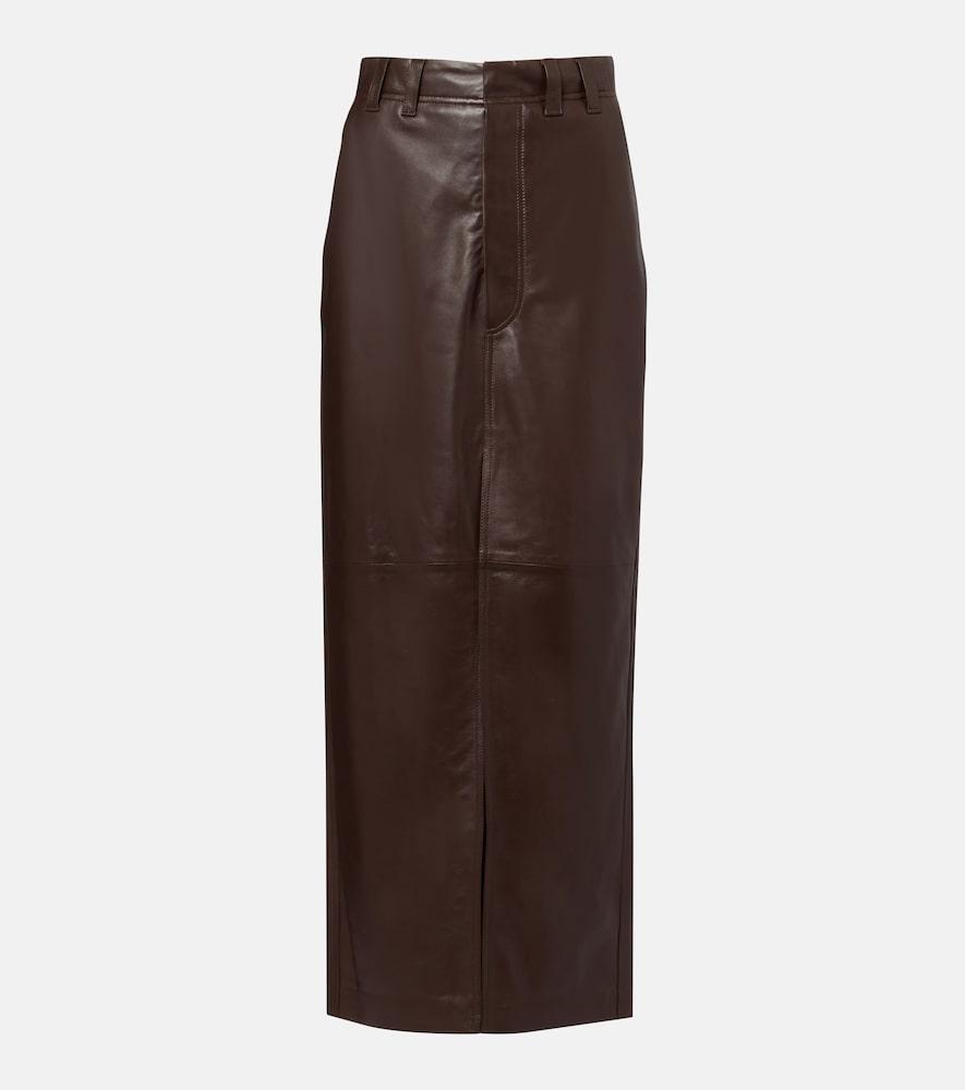 brunello cucinelli leather maxi skirt