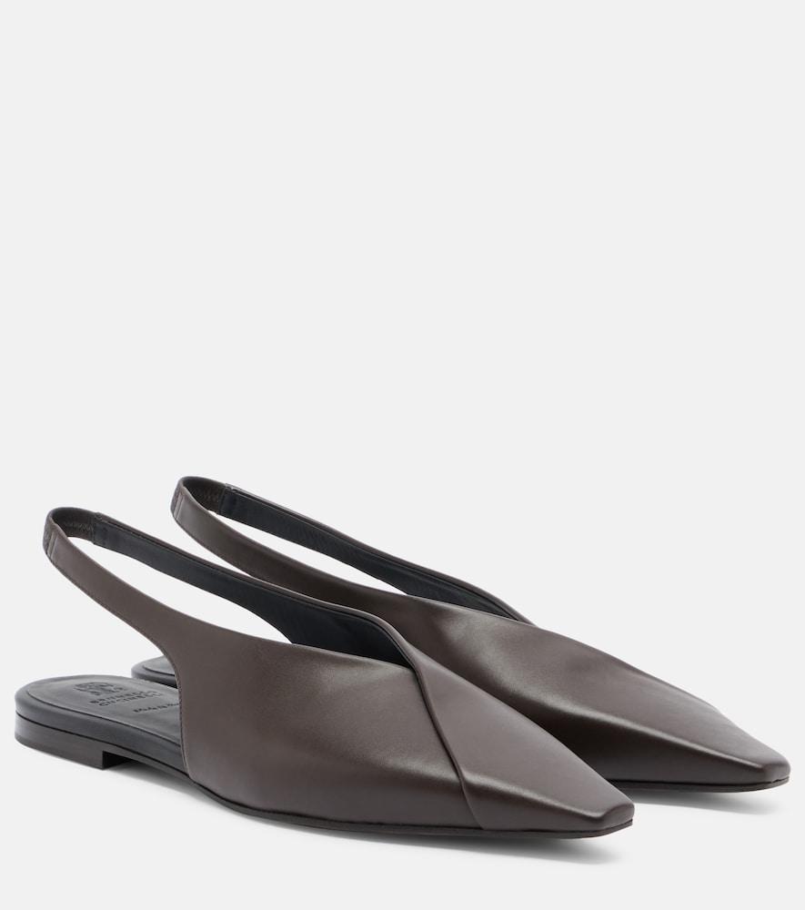 brunello cucinelli leather slingback flats