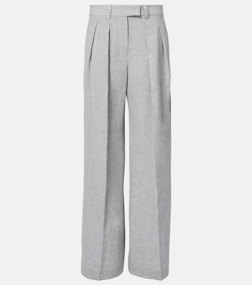 brunello cucinelli linen-blend wide-leg pants