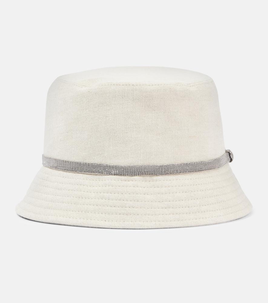 brunello cucinelli linen canvas bucket hat