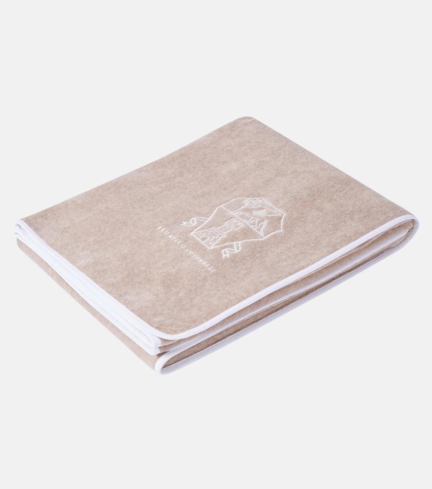 brunello cucinelli logo cotton terry beach towel