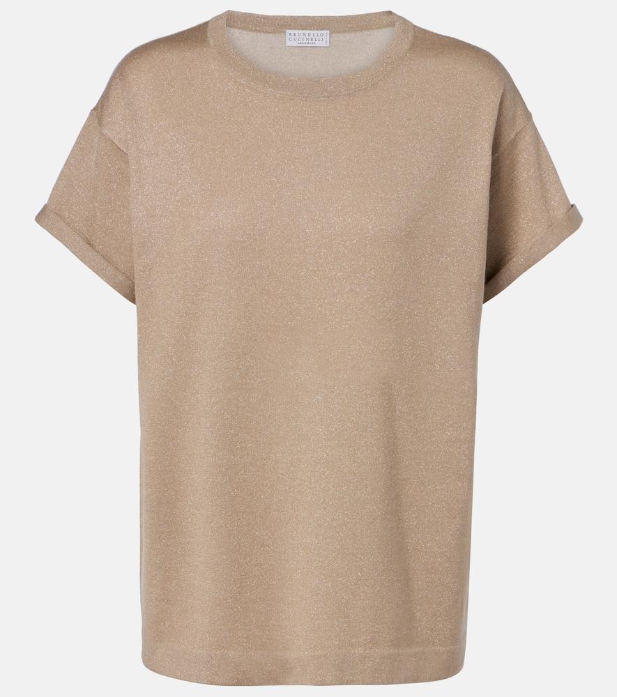 brunello cucinelli lurex cashmere and silk-blend t-shirt