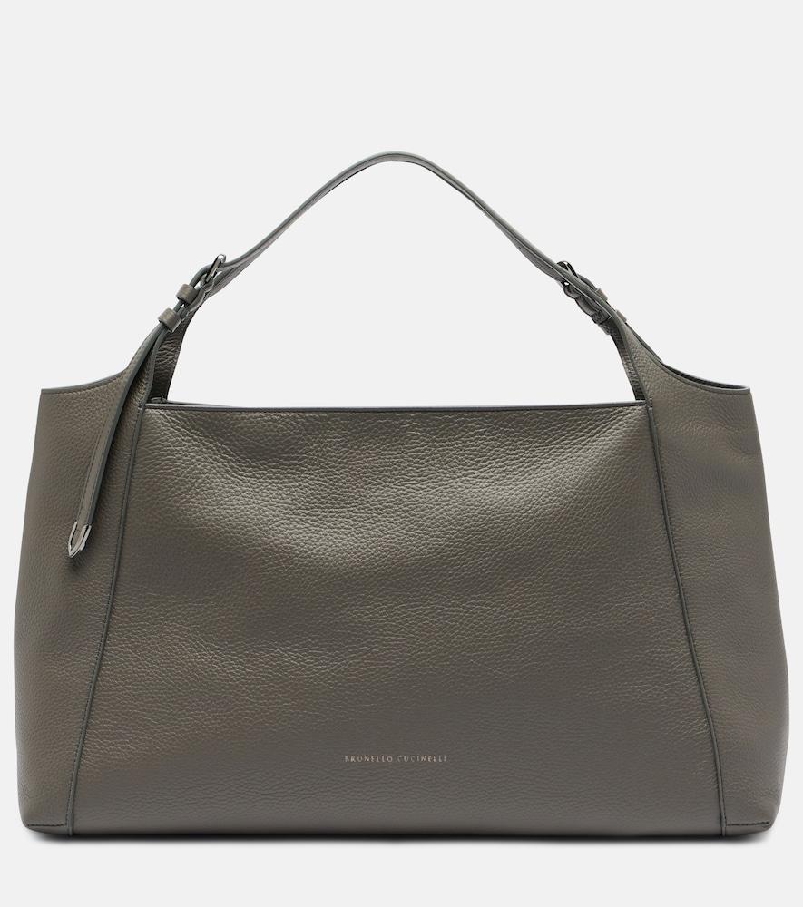 brunello cucinelli medium leather tote bag