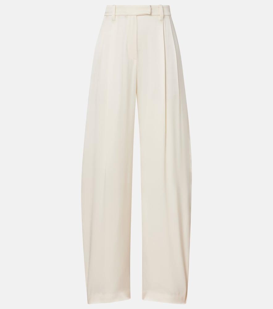 brunello cucinelli mid-rise silk straight pants