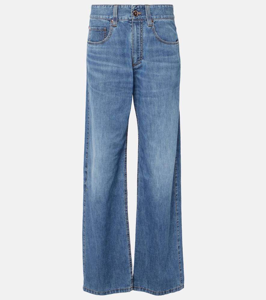 brunello cucinelli mid-rise straight jeans