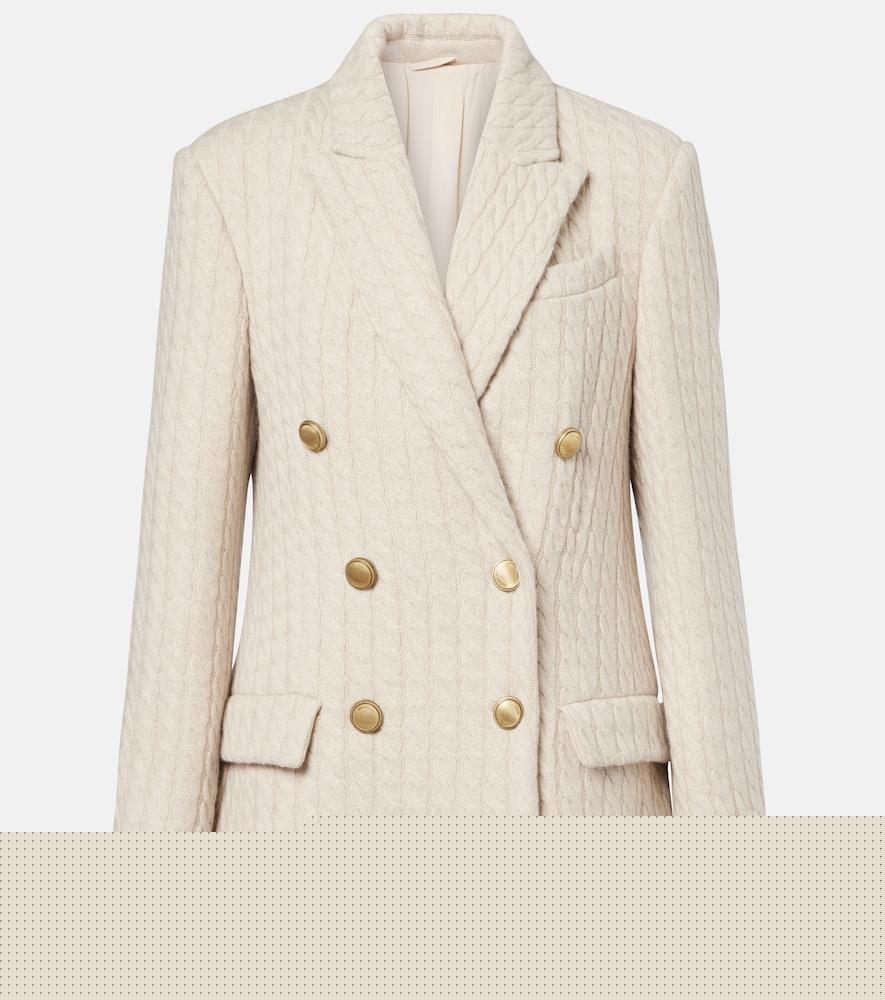 brunello cucinelli monili cable-knit cashmere blazer