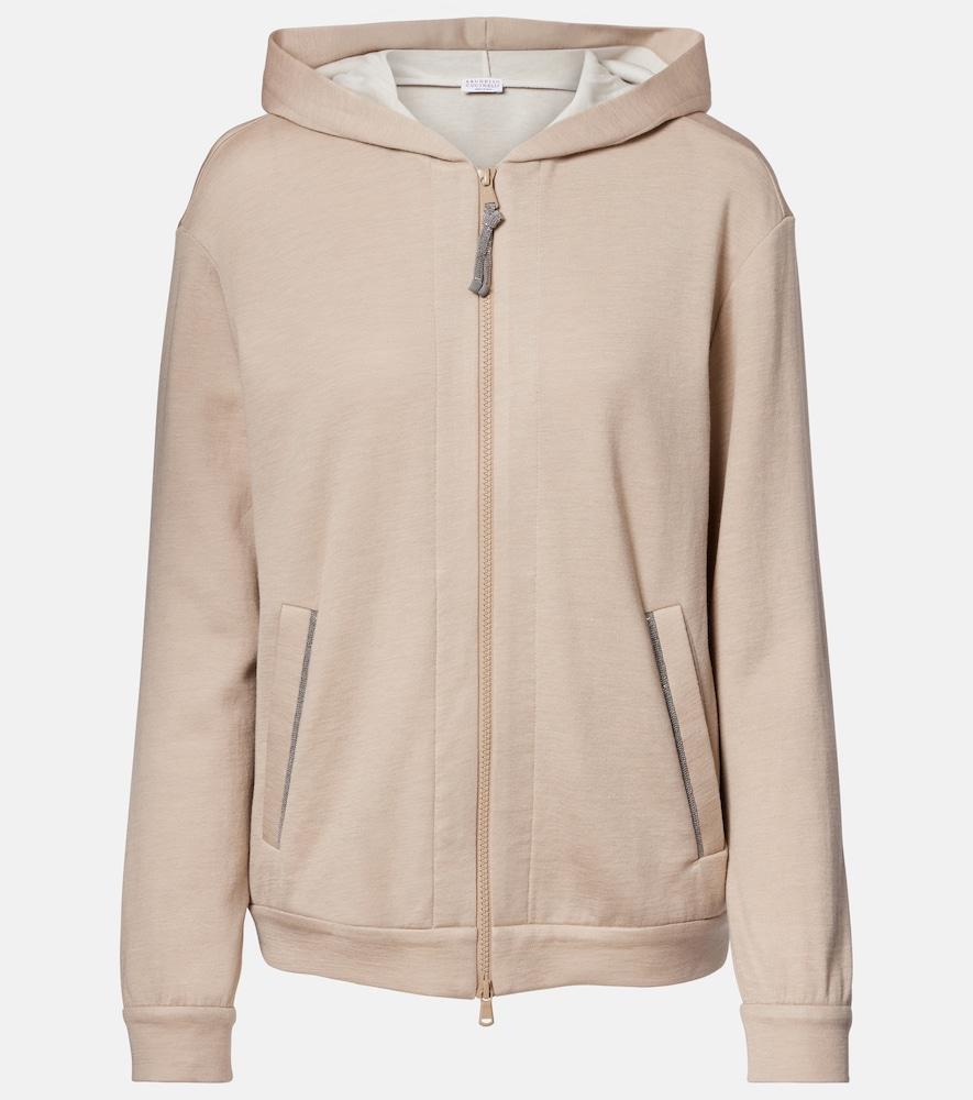 brunello cucinelli monili cotton and silk-blend hoodie