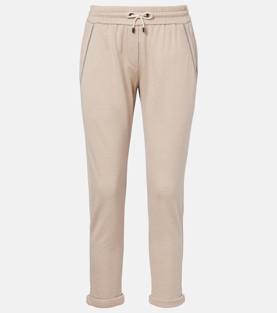 brunello cucinelli monili cotton and silk-blend sweatpants