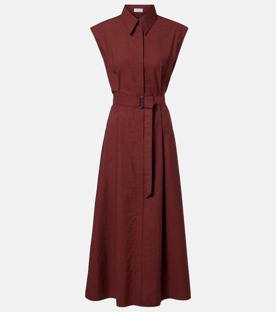 brunello cucinelli monili cotton-blend midi dress