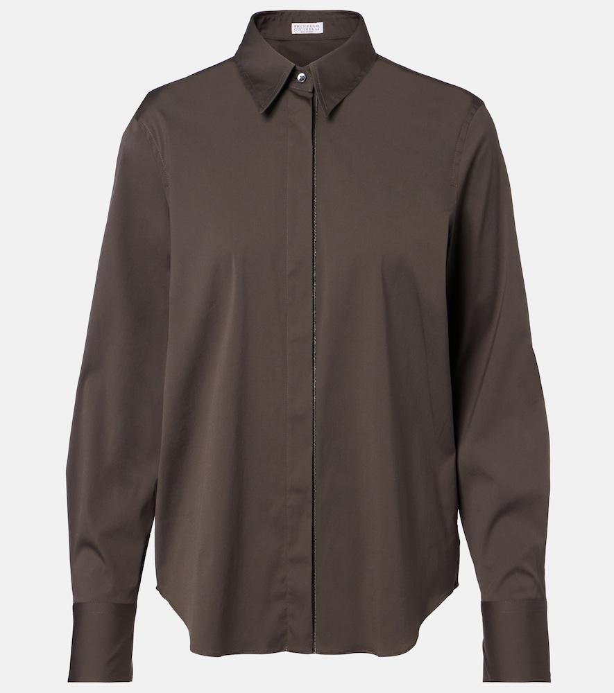 brunello cucinelli monili cotton-blend poplin blouse