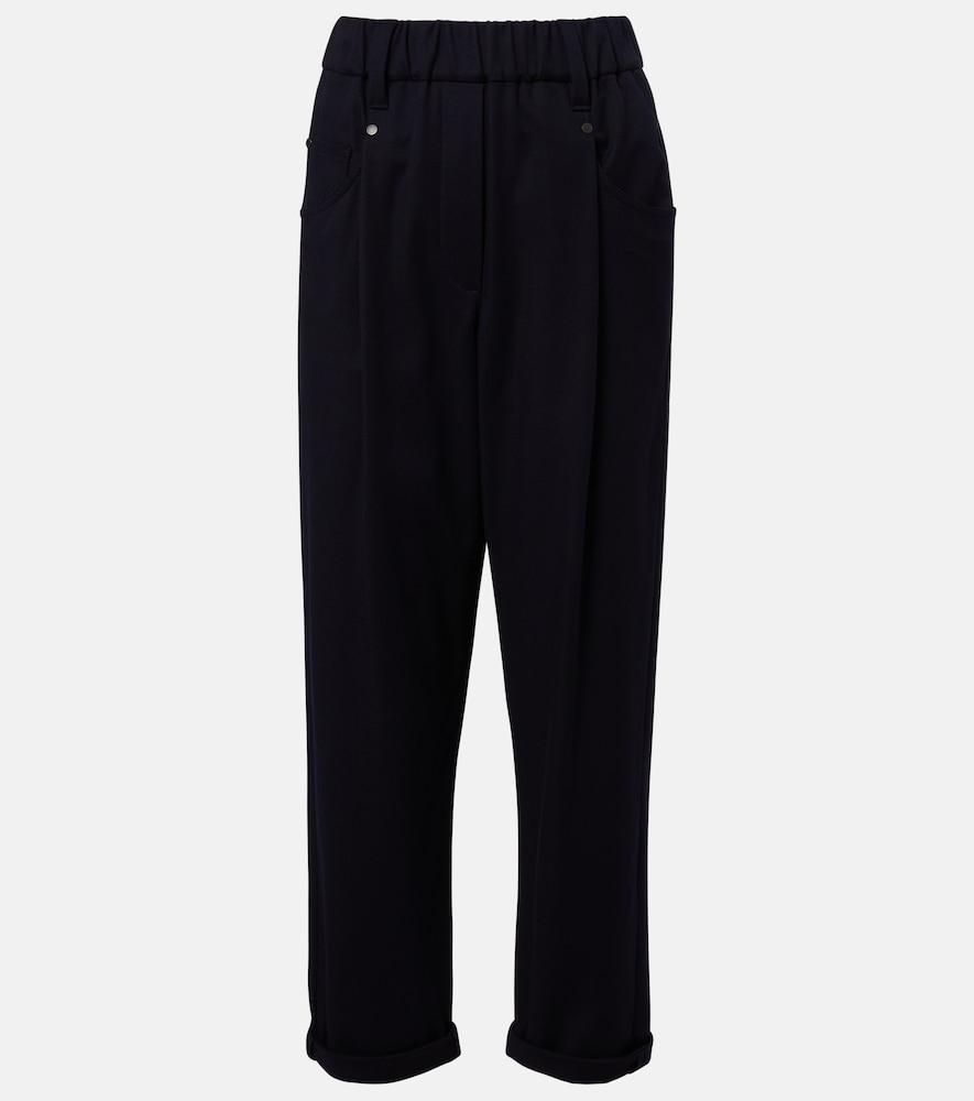 brunello cucinelli monili cotton-blend straight pants