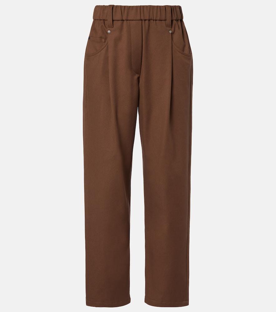 brunello cucinelli monili cotton-blend straight pants