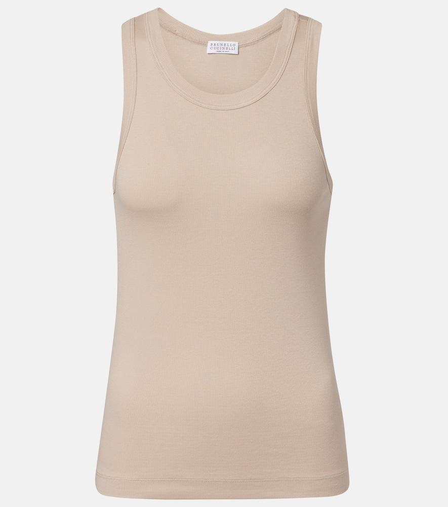 brunello cucinelli monili cotton-blend tank top