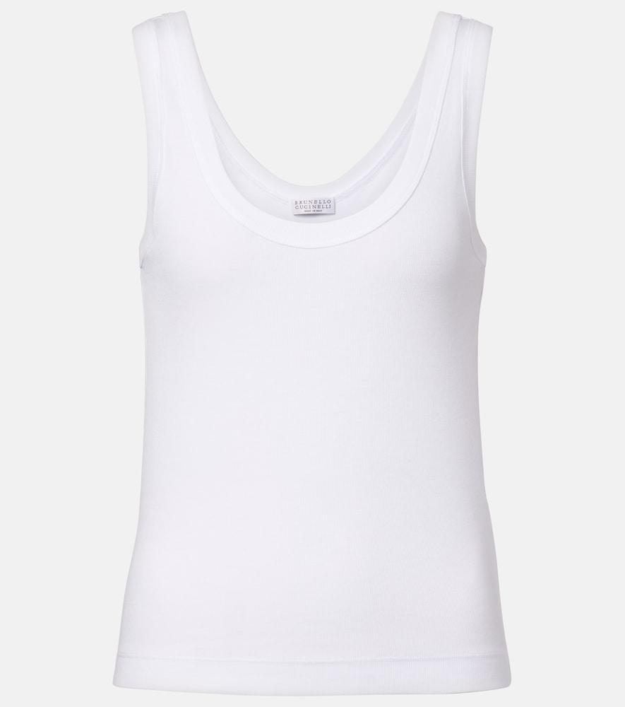 brunello cucinelli monili cotton-blend tank top