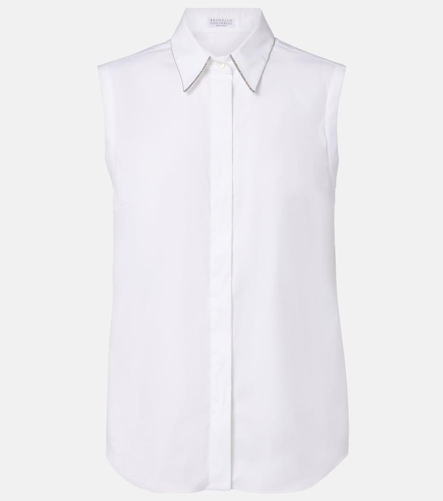 brunello cucinelli monili cotton-blend top
