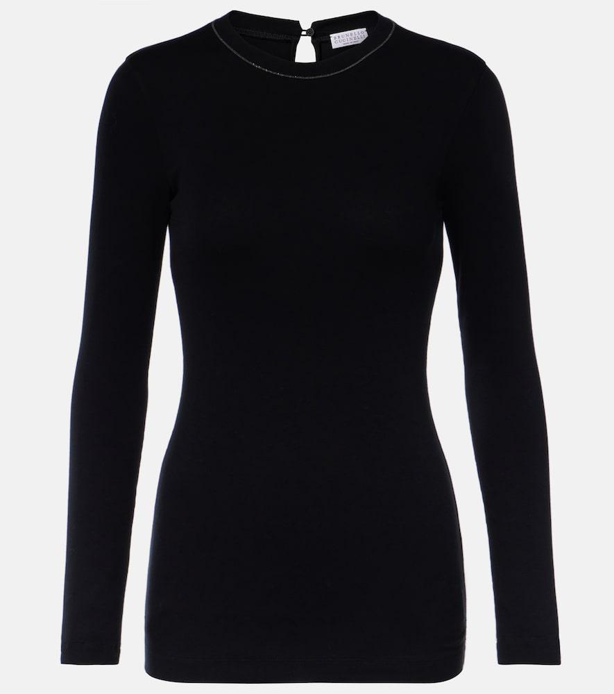 brunello cucinelli monili cotton-blend top