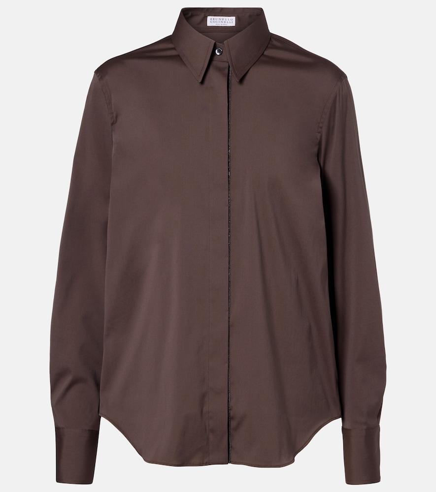 brunello cucinelli monili cotton-blend top