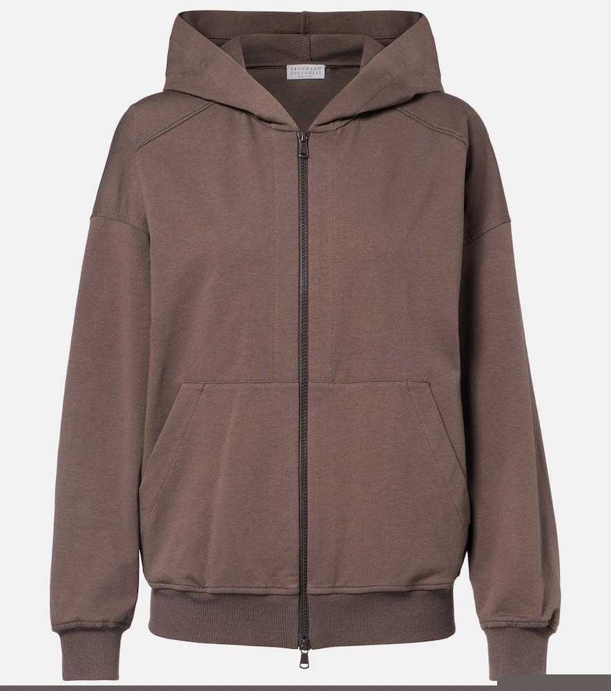 brunello cucinelli monili cotton zip-up hoodie