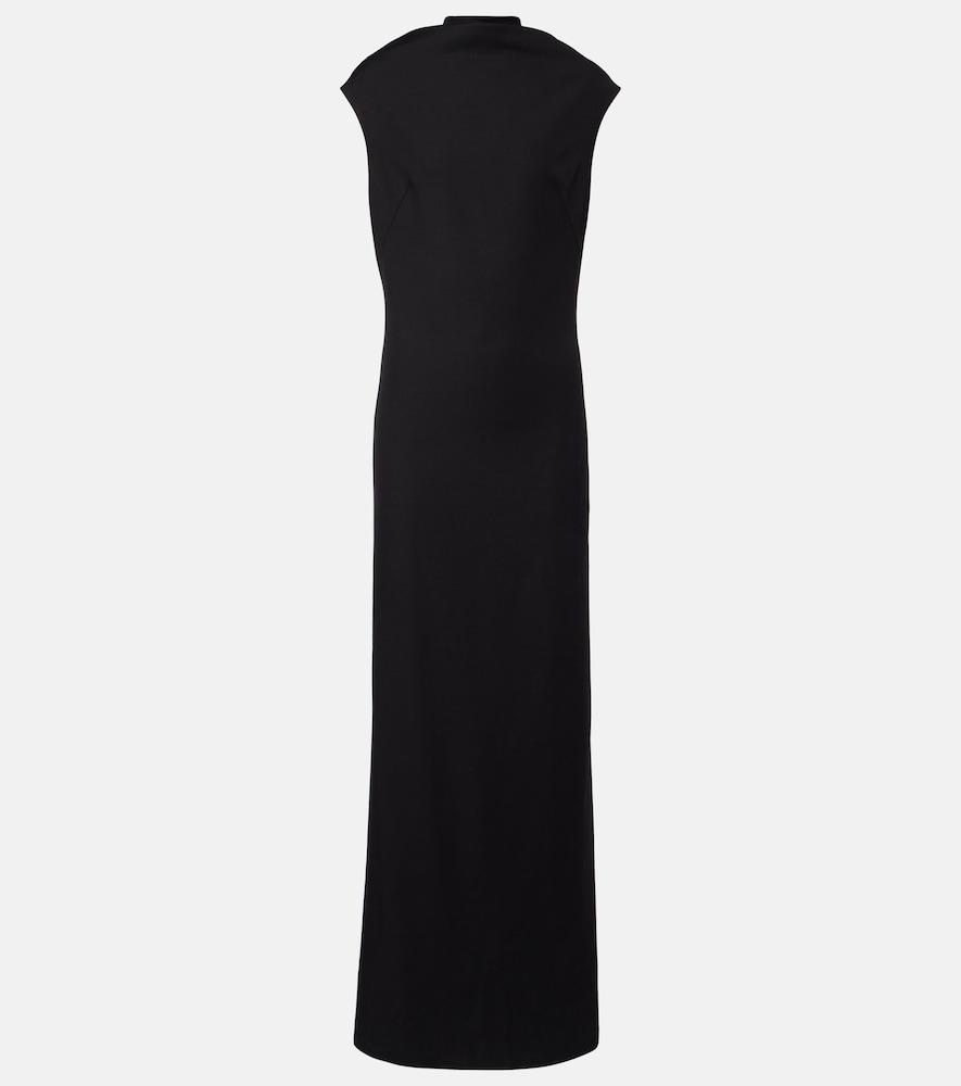brunello cucinelli monili draped wool-blend gown