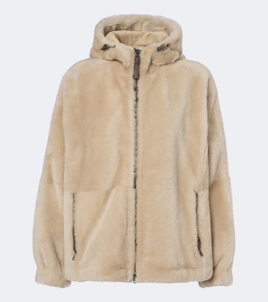 brunello cucinelli monili hooded shearling jacket
