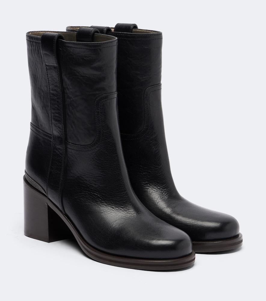 brunello cucinelli monili leather ankle boots