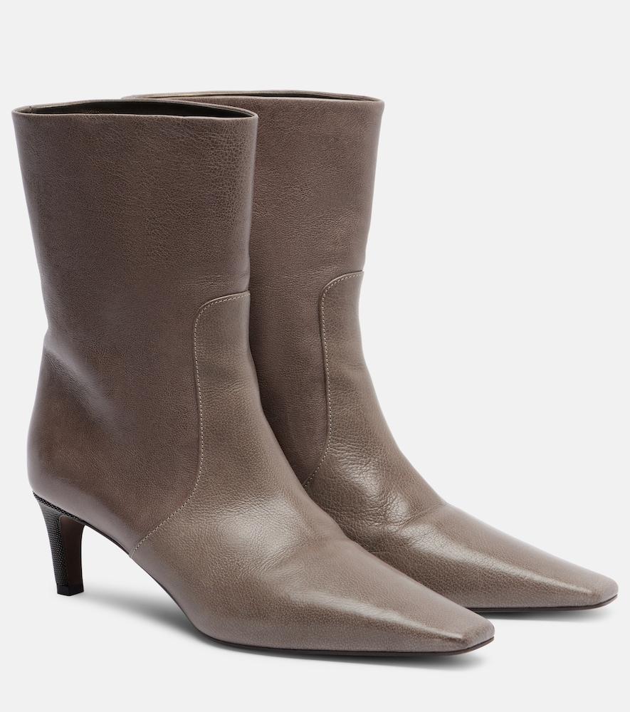 brunello cucinelli monili leather ankle boots