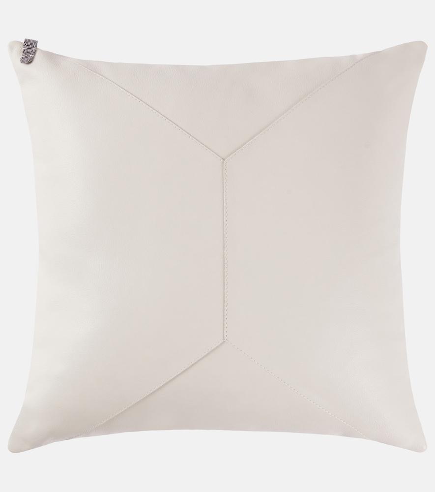 brunello cucinelli monili leather cushion