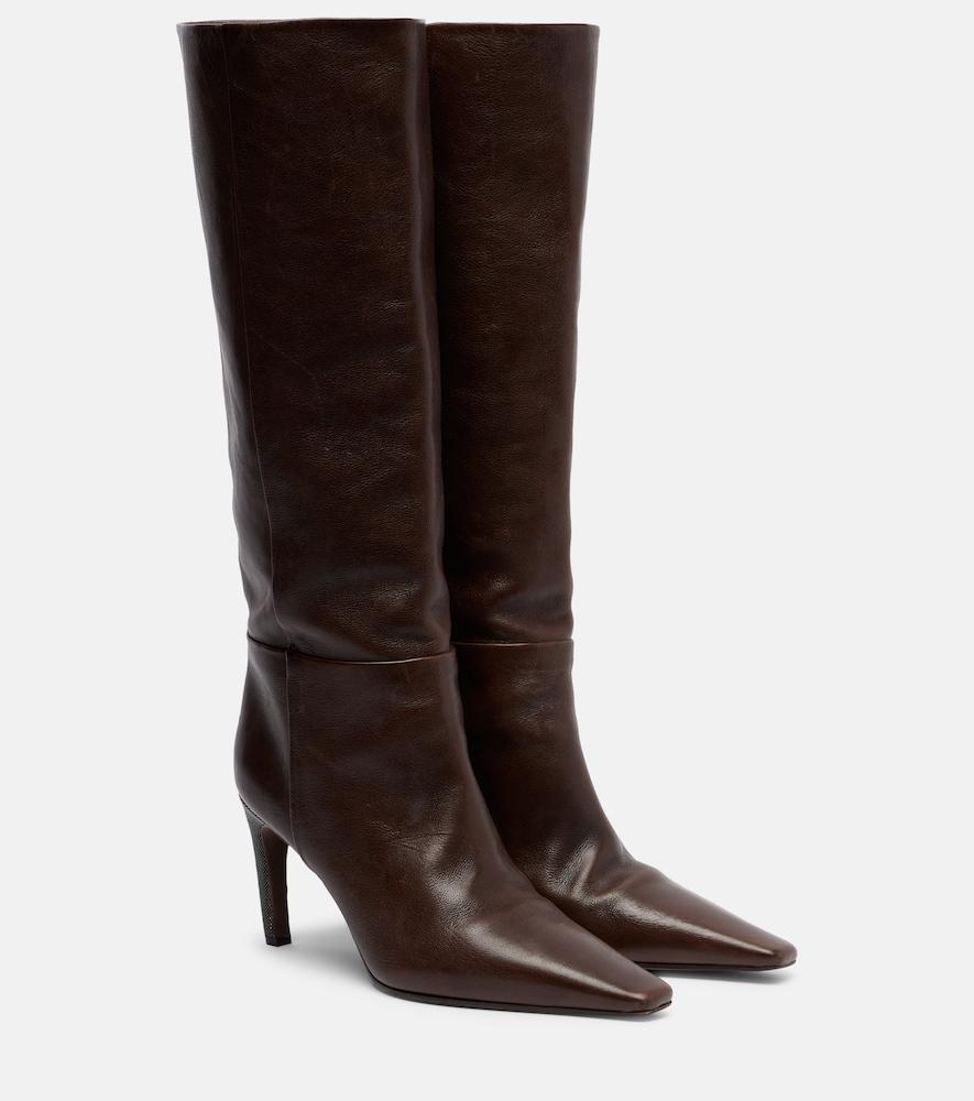 brunello cucinelli monili leather knee-high boots