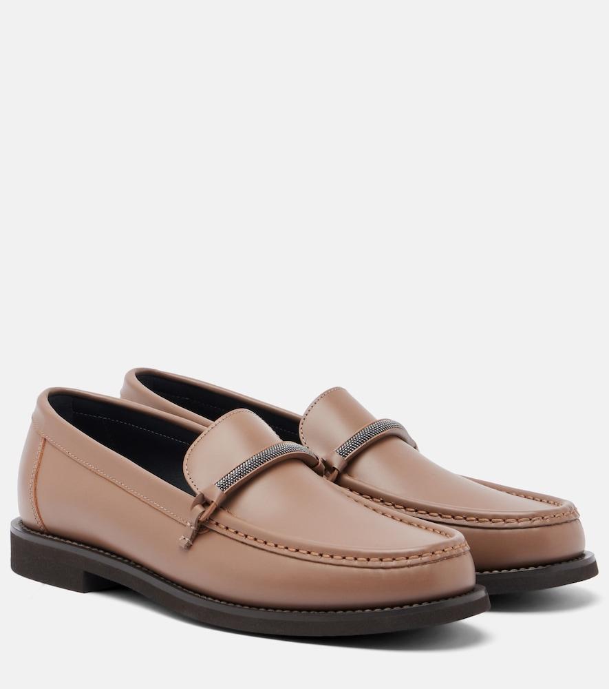 brunello cucinelli monili leather loafers