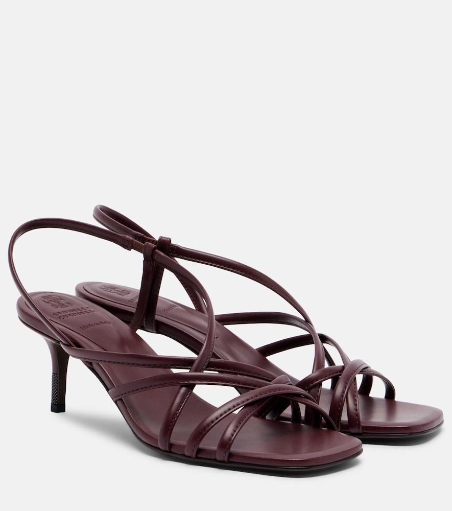 brunello cucinelli monili leather slingback sandals