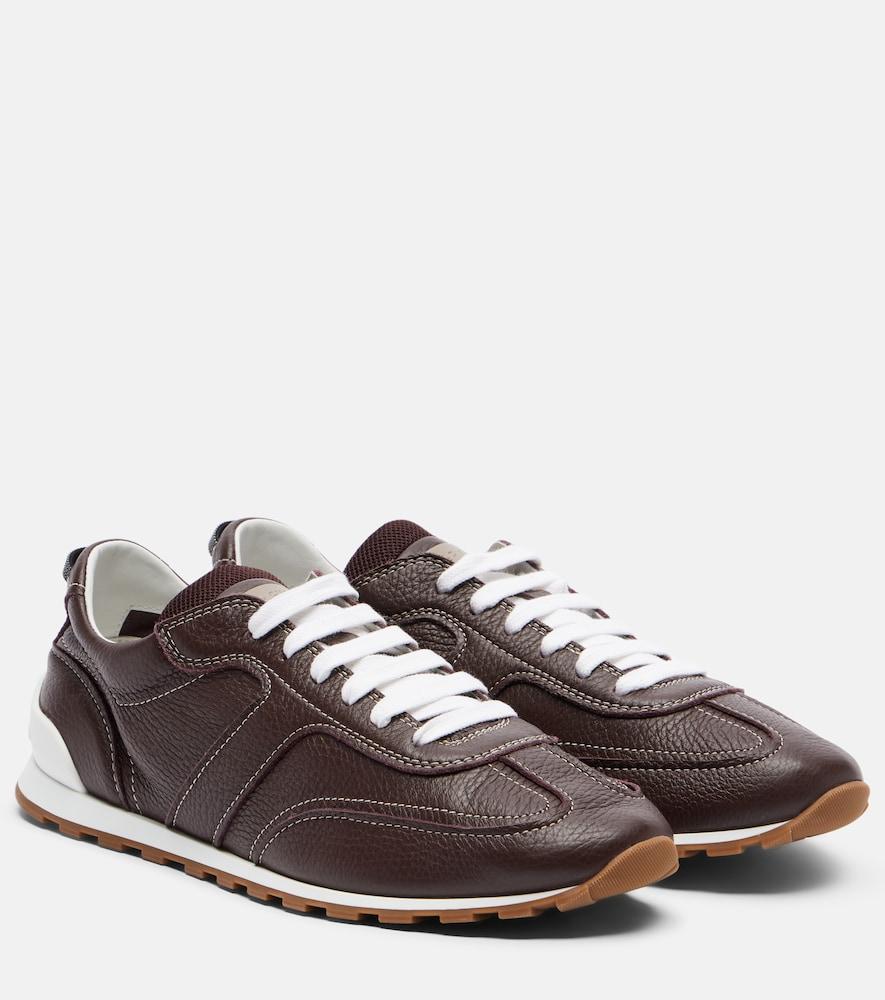 brunello cucinelli monili leather sneakers