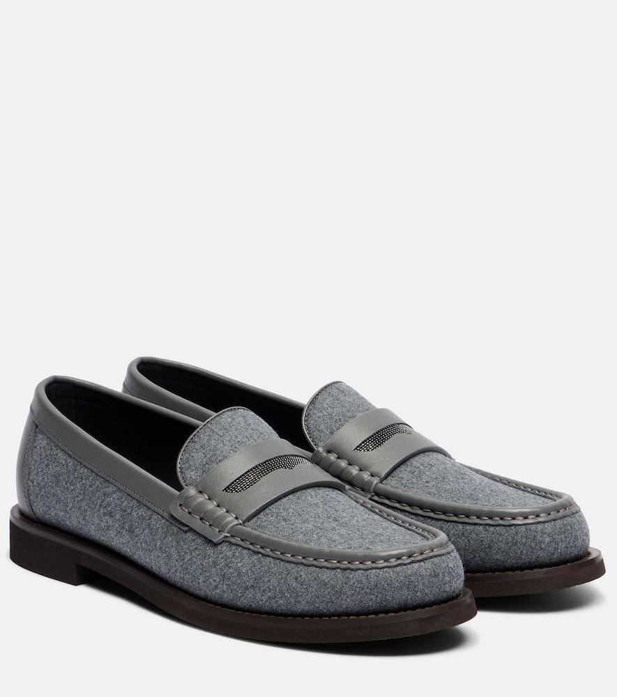 brunello cucinelli monili leather-trimmed loafers