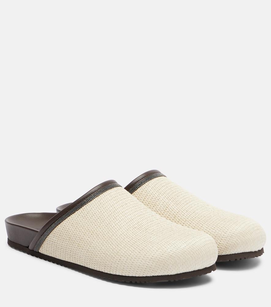 brunello cucinelli monili leather-trimmed mules