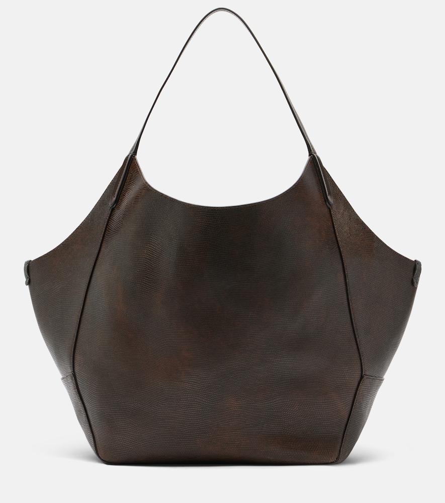 brunello cucinelli monili medium reversible leather tote bag