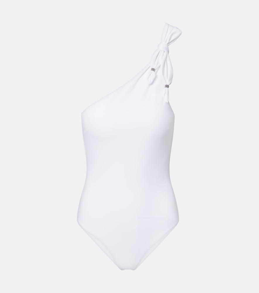 brunello cucinelli monili one-shoulder swimsuit