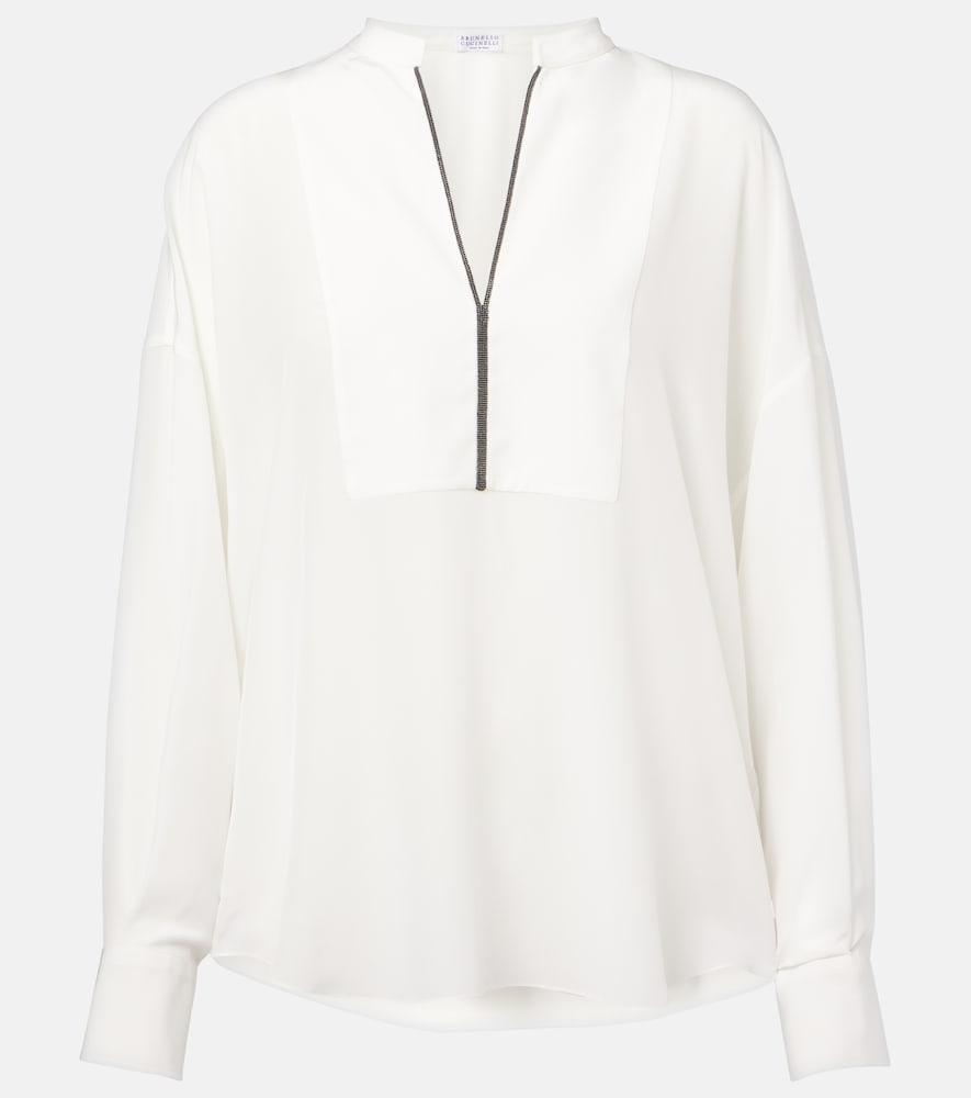 brunello cucinelli monili silk blouse