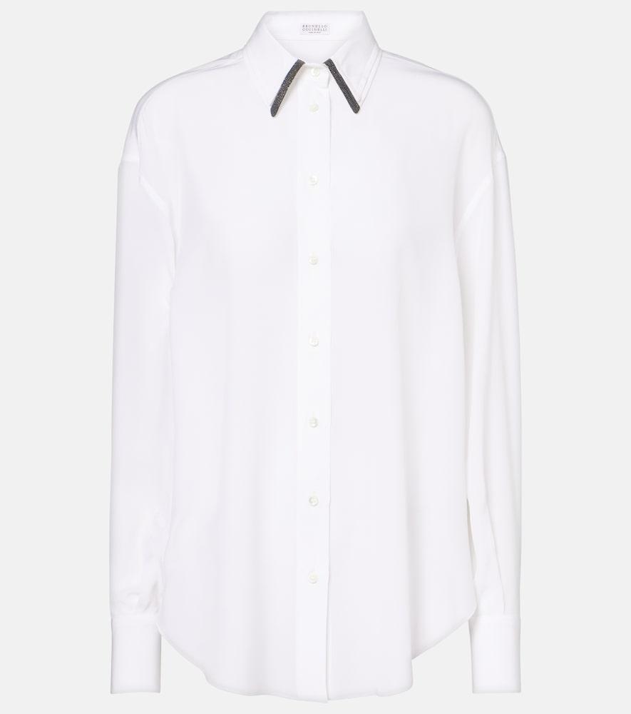 brunello cucinelli monili silk satin shirt