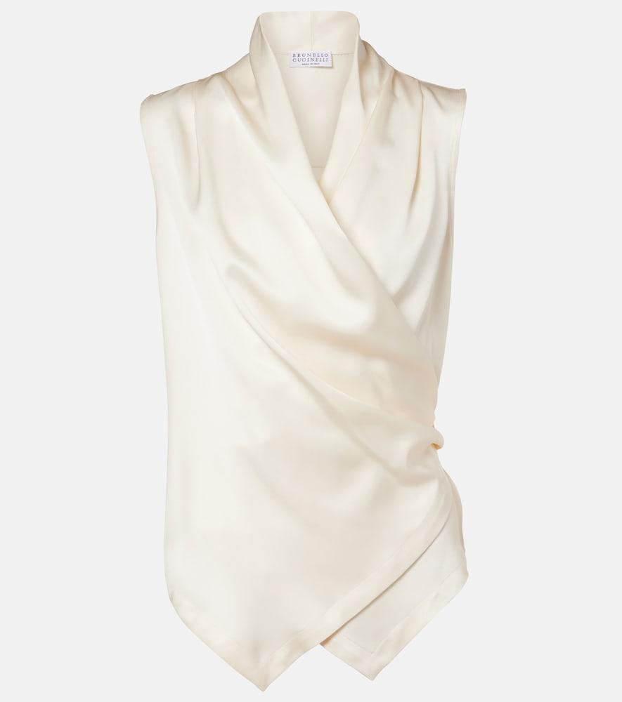 brunello cucinelli monili silk top