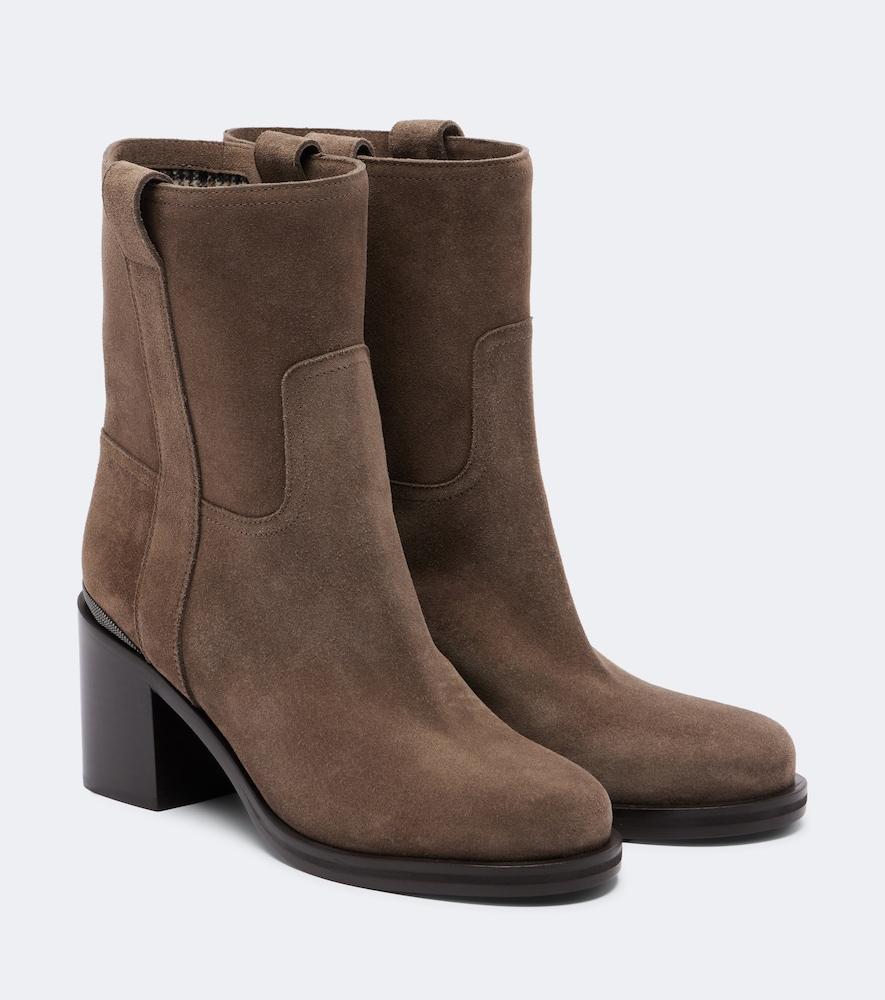 brunello cucinelli monili suede ankle boots