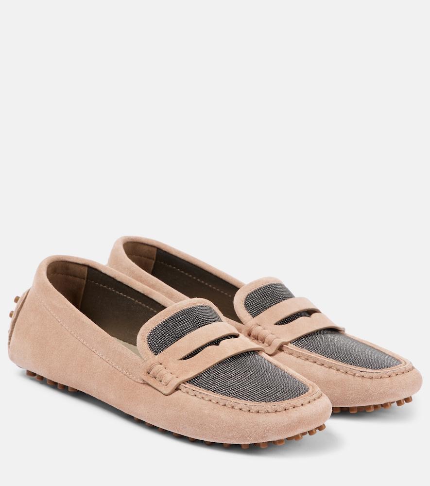 brunello cucinelli monili suede driving shoes