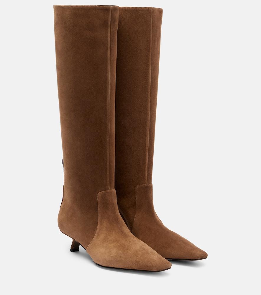 brunello cucinelli monili suede knee-high boots