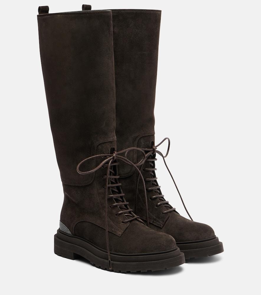 brunello cucinelli monili suede lace-up boots