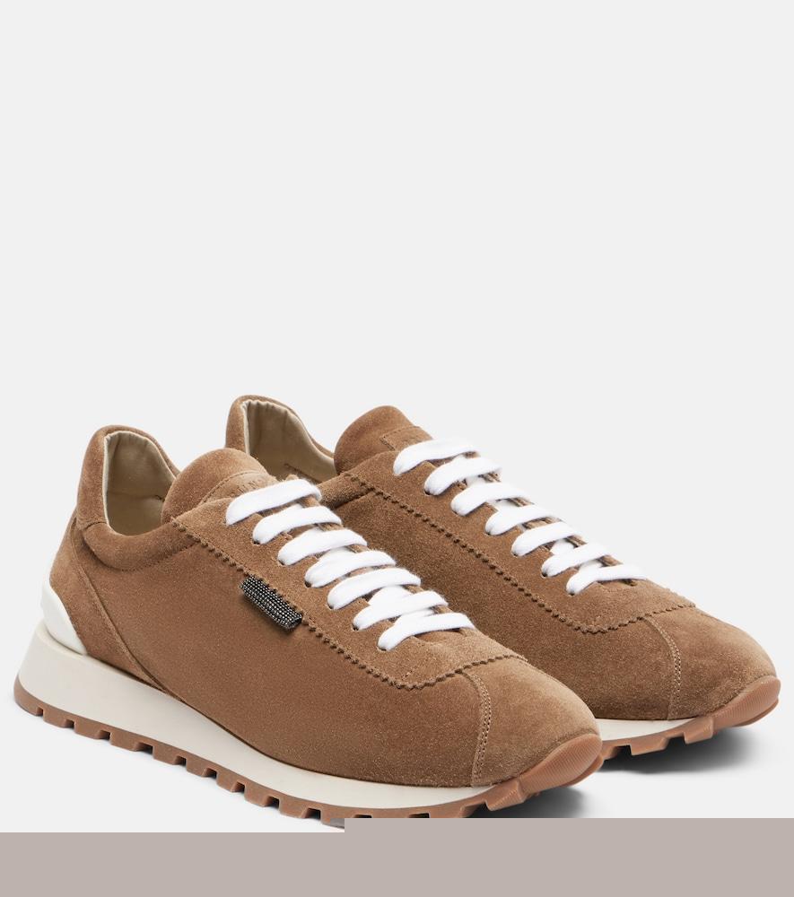 brunello cucinelli monili suede sneakers