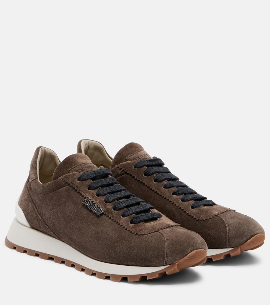 brunello cucinelli monili suede sneakers