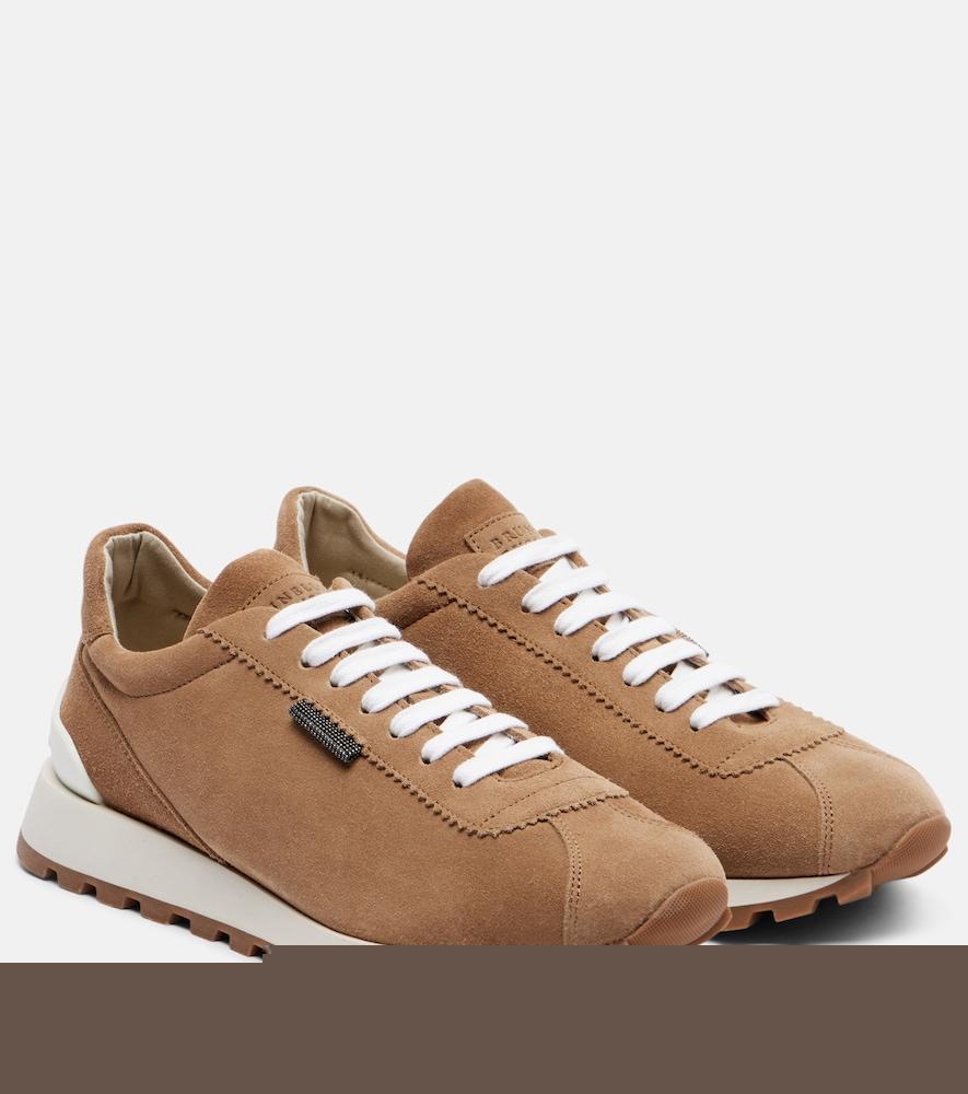 brunello cucinelli monili suede sneakers