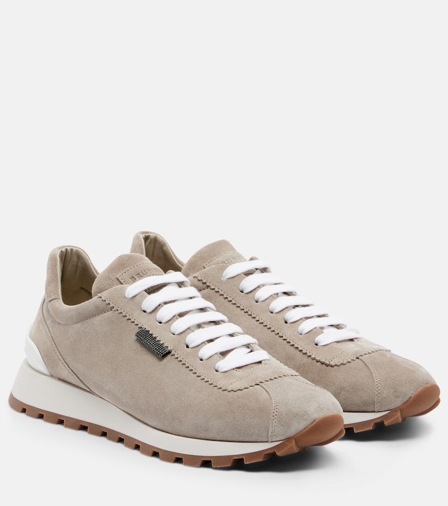 brunello cucinelli monili suede sneakers
