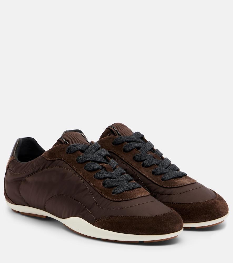 brunello cucinelli monili suede-trimmed sneakers