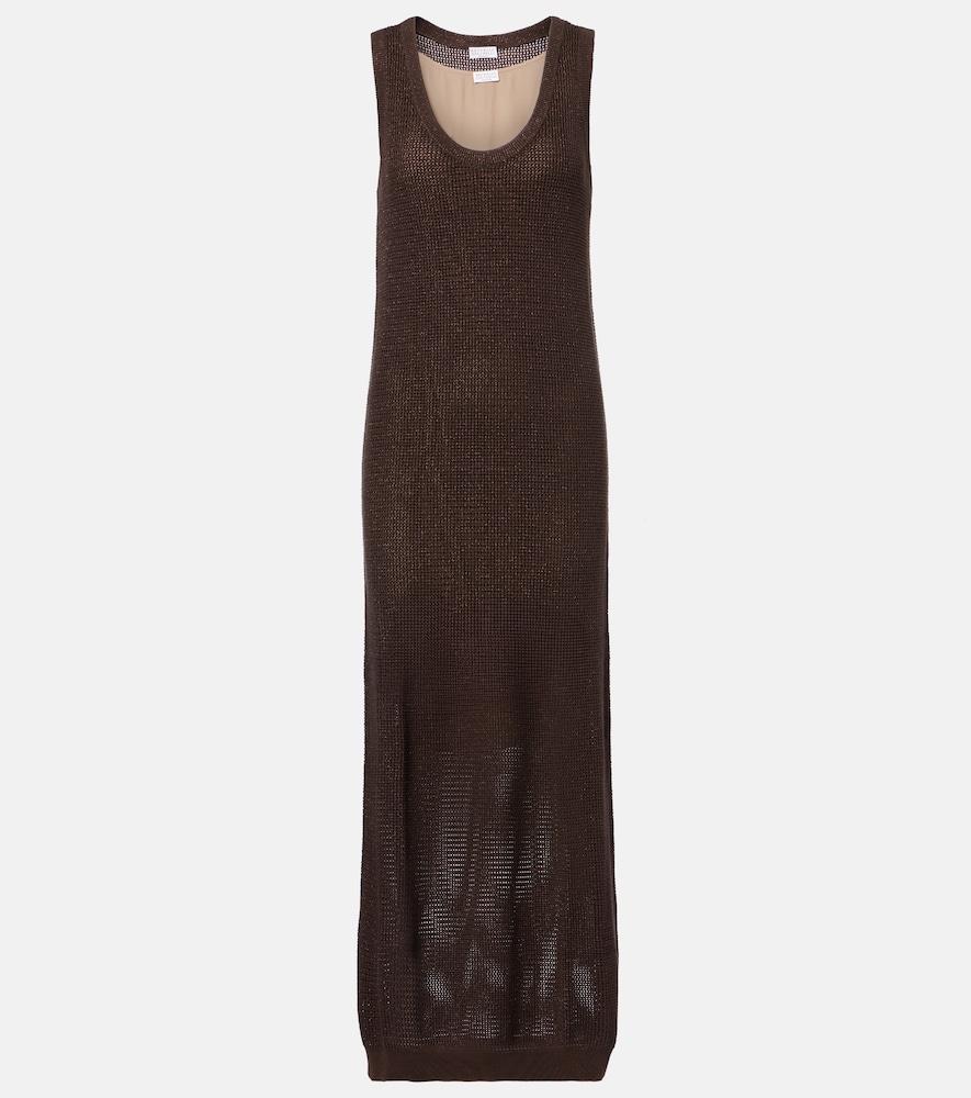 brunello cucinelli open-knit cotton-blend maxi dress