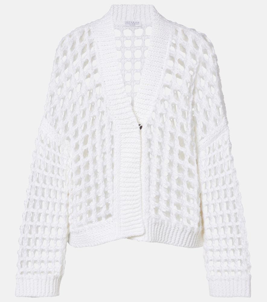 brunello cucinelli open-knit cotton cardigan
