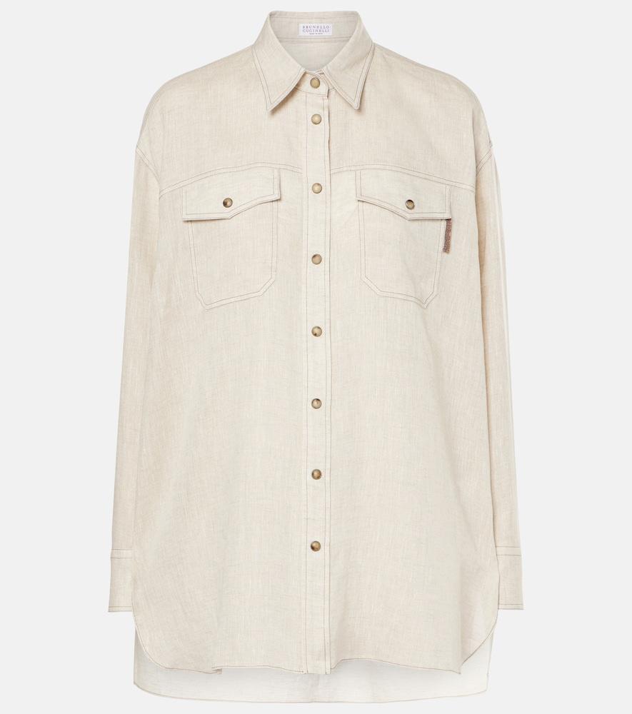 brunello cucinelli oversized linen shirt